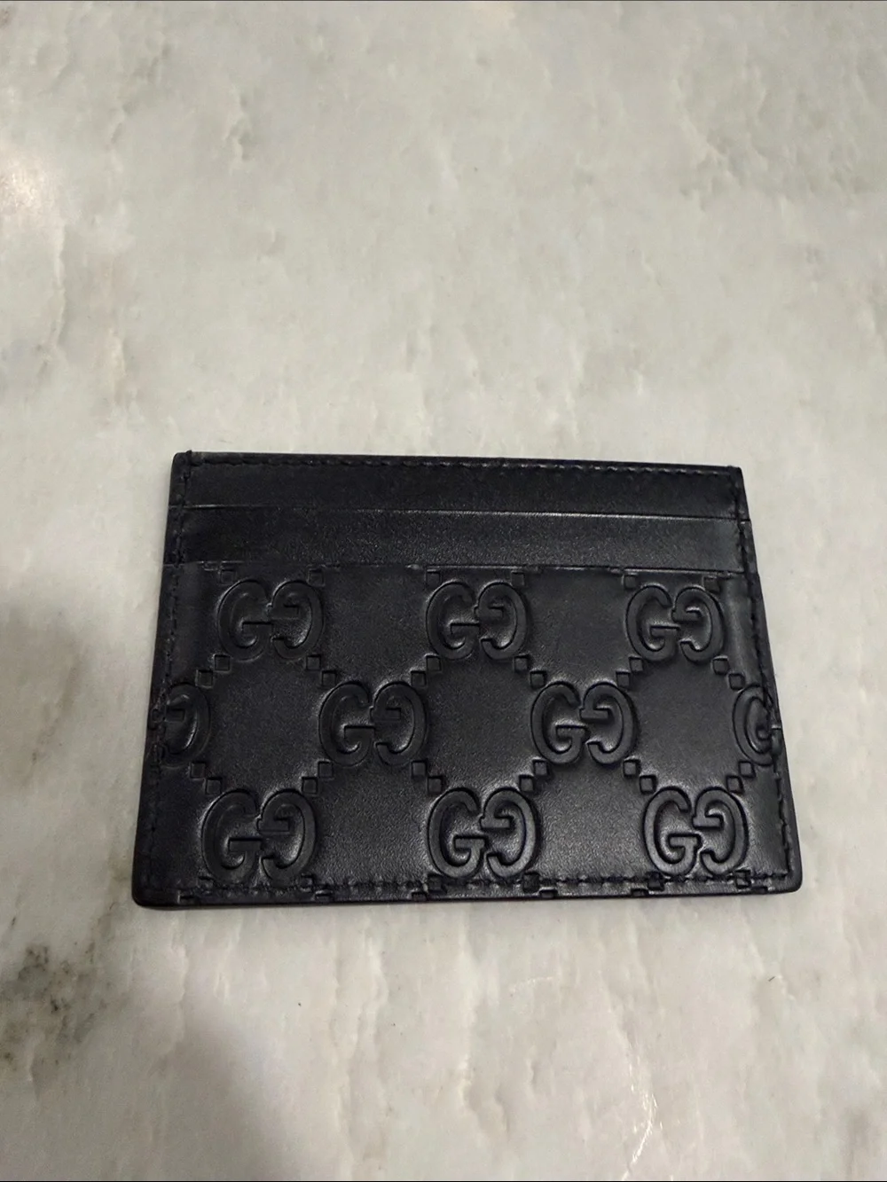 Gucci Black Embossed Leather Card Case